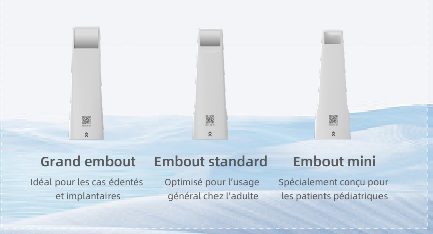 Grand embout, embout standard et embout mini de l’Aoralscan ELF
